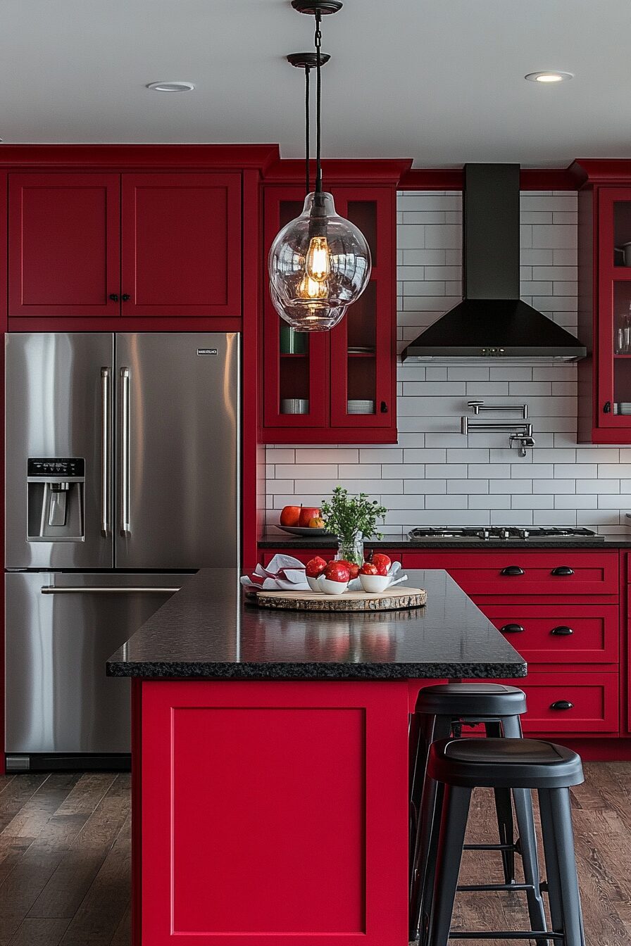 19 Red Kitchen Cabinets to Create a Bold and Beautiful Centerpiece in Your Home 1 red kitchen cabinets