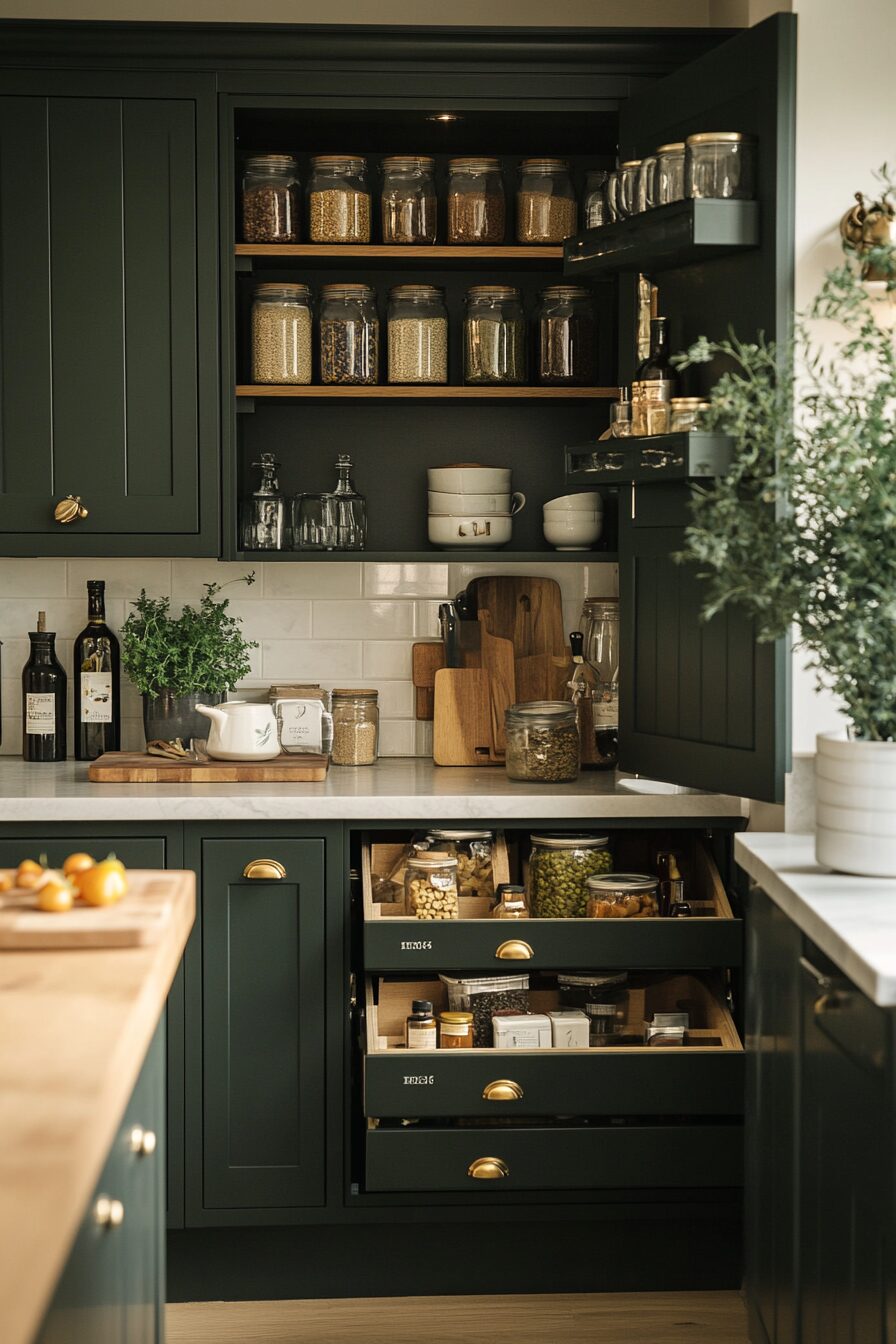29 Dark Green Kitchen Cabinets to Bring Color and Character to Your Cooking Space 10 dark green kitchen cabinets