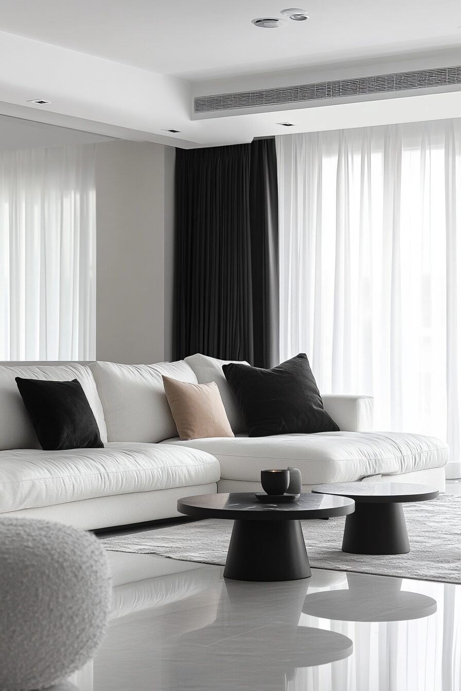 29 Black and White Living Room Ideas for Perfecting Your Living Room Aesthetic 10 Black and white living room