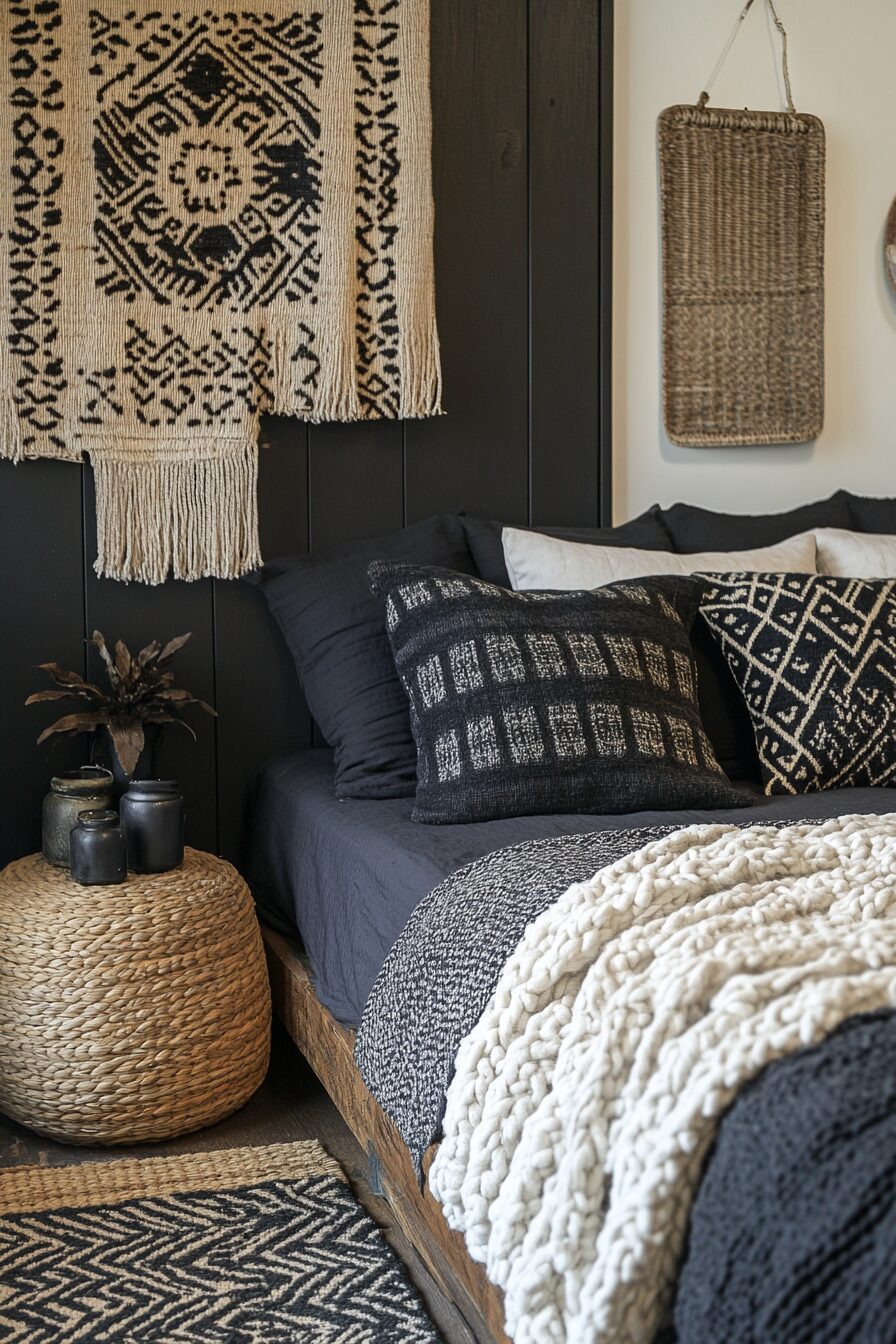 29 Monochrome Boho Bedroom Ideas for a Bold and Beautiful Bedroom Makeover 11 Monochrome Boho Bedroom