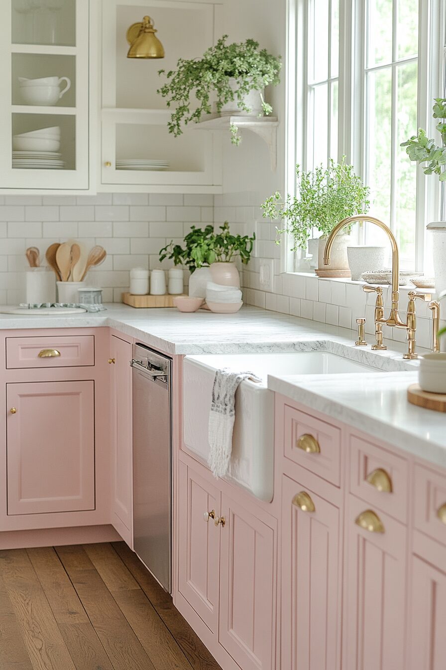 19 Pink Kitchen Cabinets for a Beautifully Unique and Cozy Kitchen Design 11 pink kitchen cabinets
