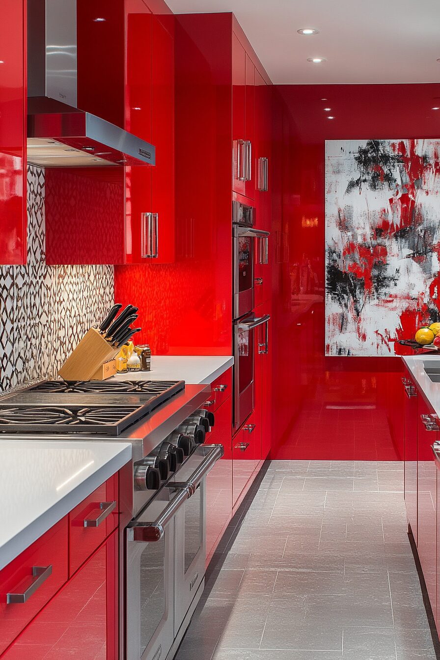 19 Red Kitchen Cabinets to Create a Bold and Beautiful Centerpiece in Your Home 11 red kitchen cabinets