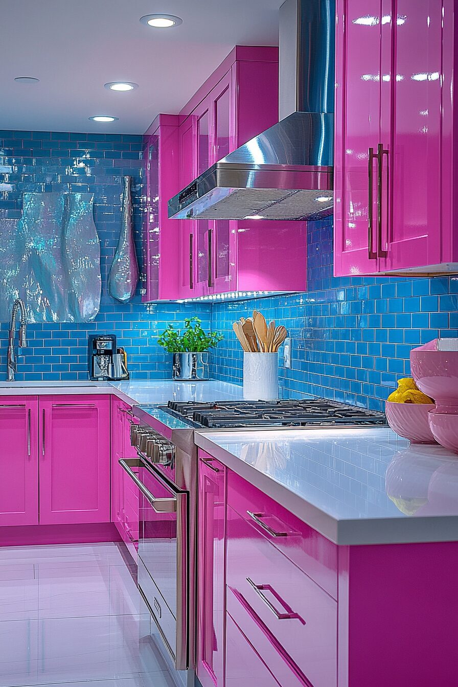 19 Pink Kitchen Cabinets for a Beautifully Unique and Cozy Kitchen Design 13 pink kitchen cabinets