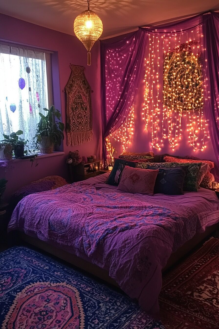 29 Boho Fairy Lights Bedroom Ideas to Create a Beautiful, Ethereal Bedroom 13 boho fairy lights bedroom ideas