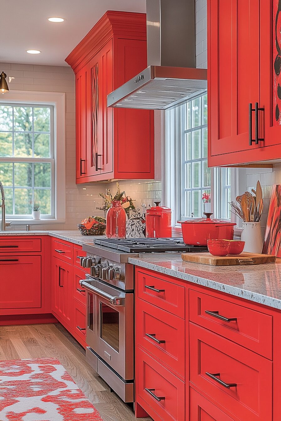 19 Red Kitchen Cabinets to Create a Bold and Beautiful Centerpiece in Your Home 13 red kitchen cabinets
