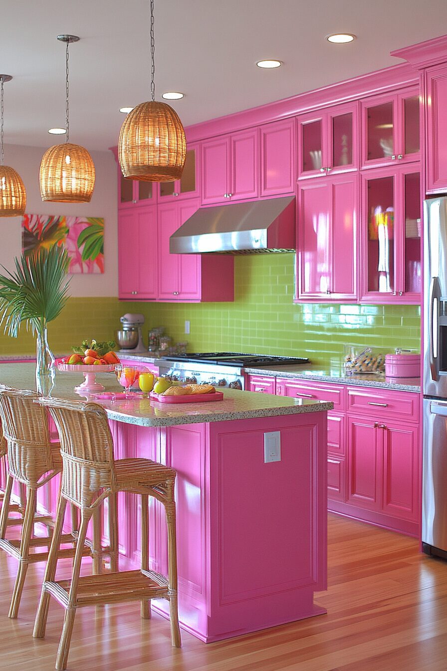 19 Pink Kitchen Cabinets for a Beautifully Unique and Cozy Kitchen Design 14 pink kitchen cabinets