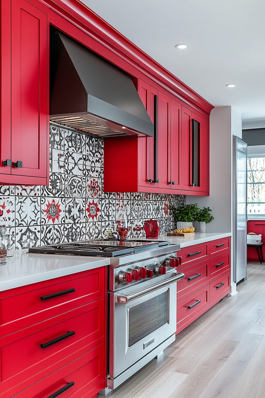 19 Red Kitchen Cabinets to Create a Bold and Beautiful Centerpiece in Your Home 15 red kitchen cabinets
