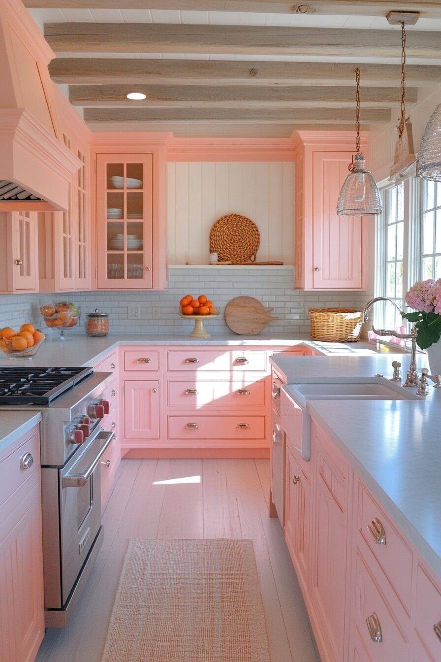 19 Pink Kitchen Cabinets for a Beautifully Unique and Cozy Kitchen Design 16 pink kitchen cabinets