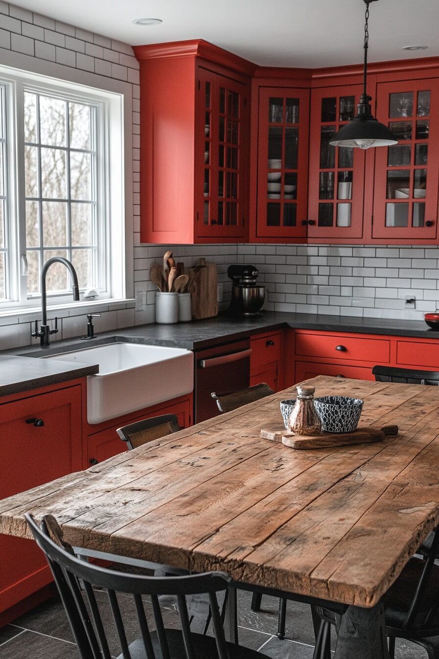 19 Red Kitchen Cabinets to Create a Bold and Beautiful Centerpiece in Your Home 16 red kitchen cabinets