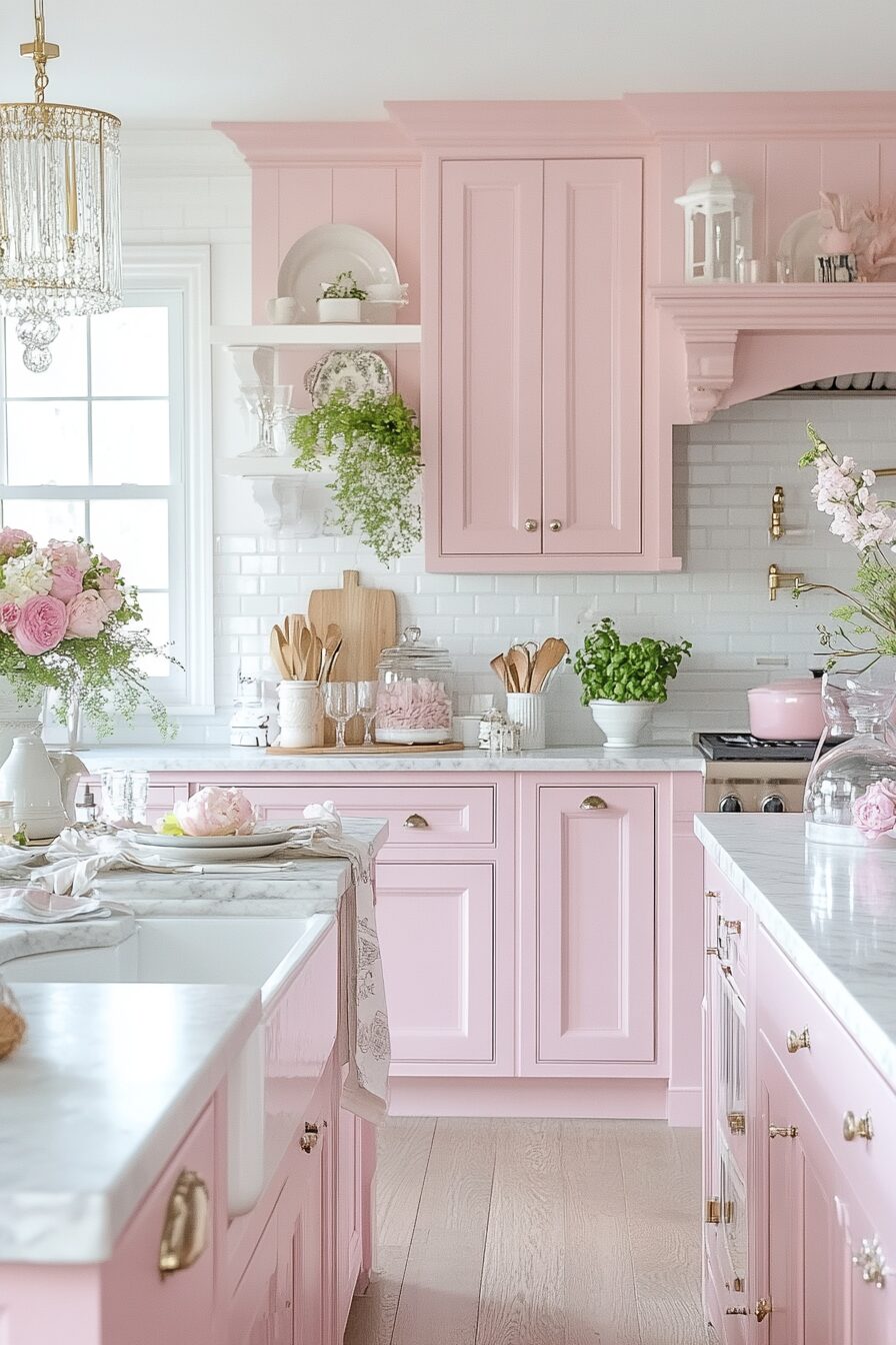 19 Pink Kitchen Cabinets for a Beautifully Unique and Cozy Kitchen Design 17 pink kitchen cabinets