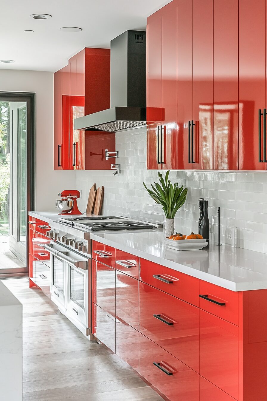 19 Red Kitchen Cabinets to Create a Bold and Beautiful Centerpiece in Your Home 19 red kitchen cabinets