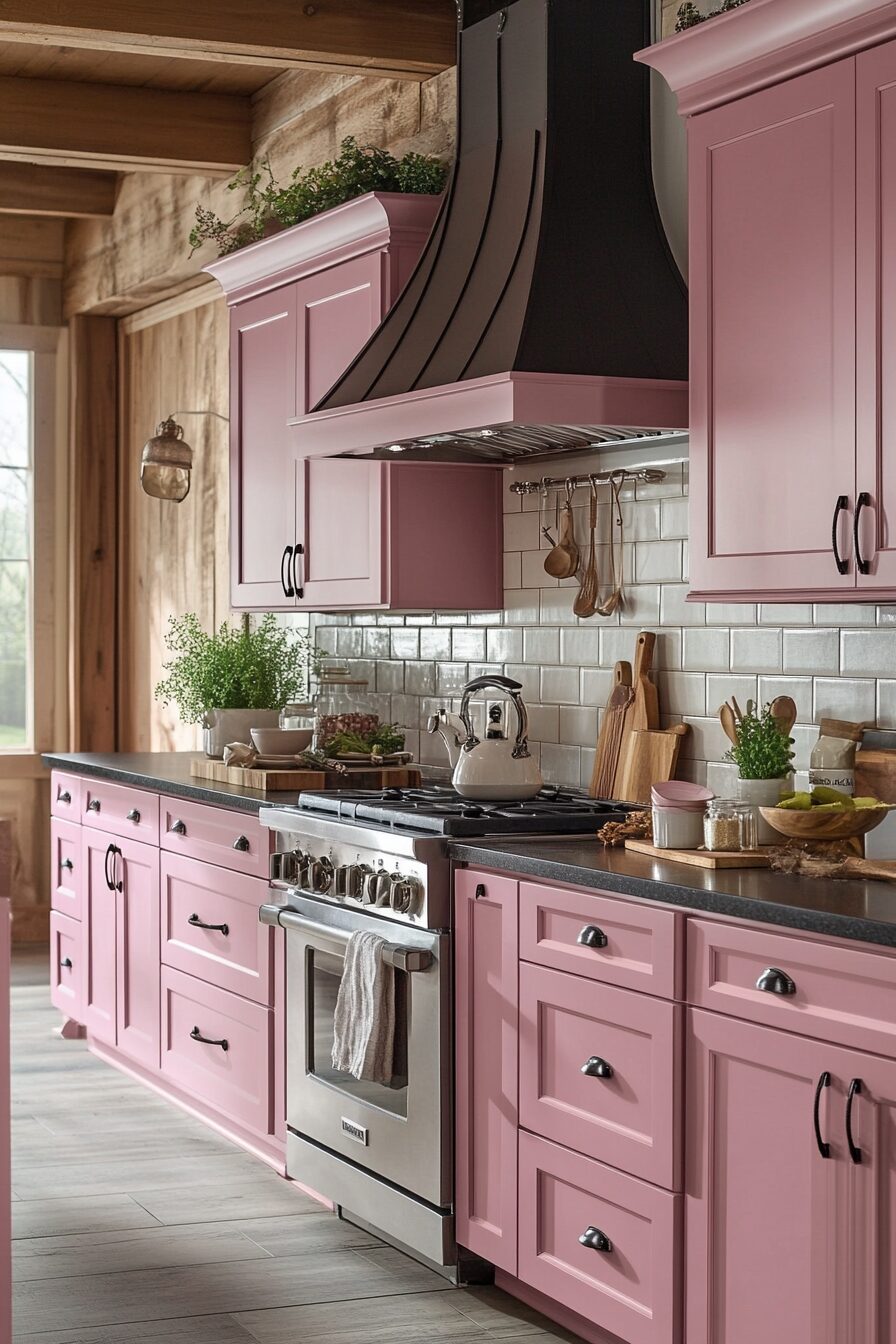 19 Pink Kitchen Cabinets for a Beautifully Unique and Cozy Kitchen Design 19 pink kitchen cabinets