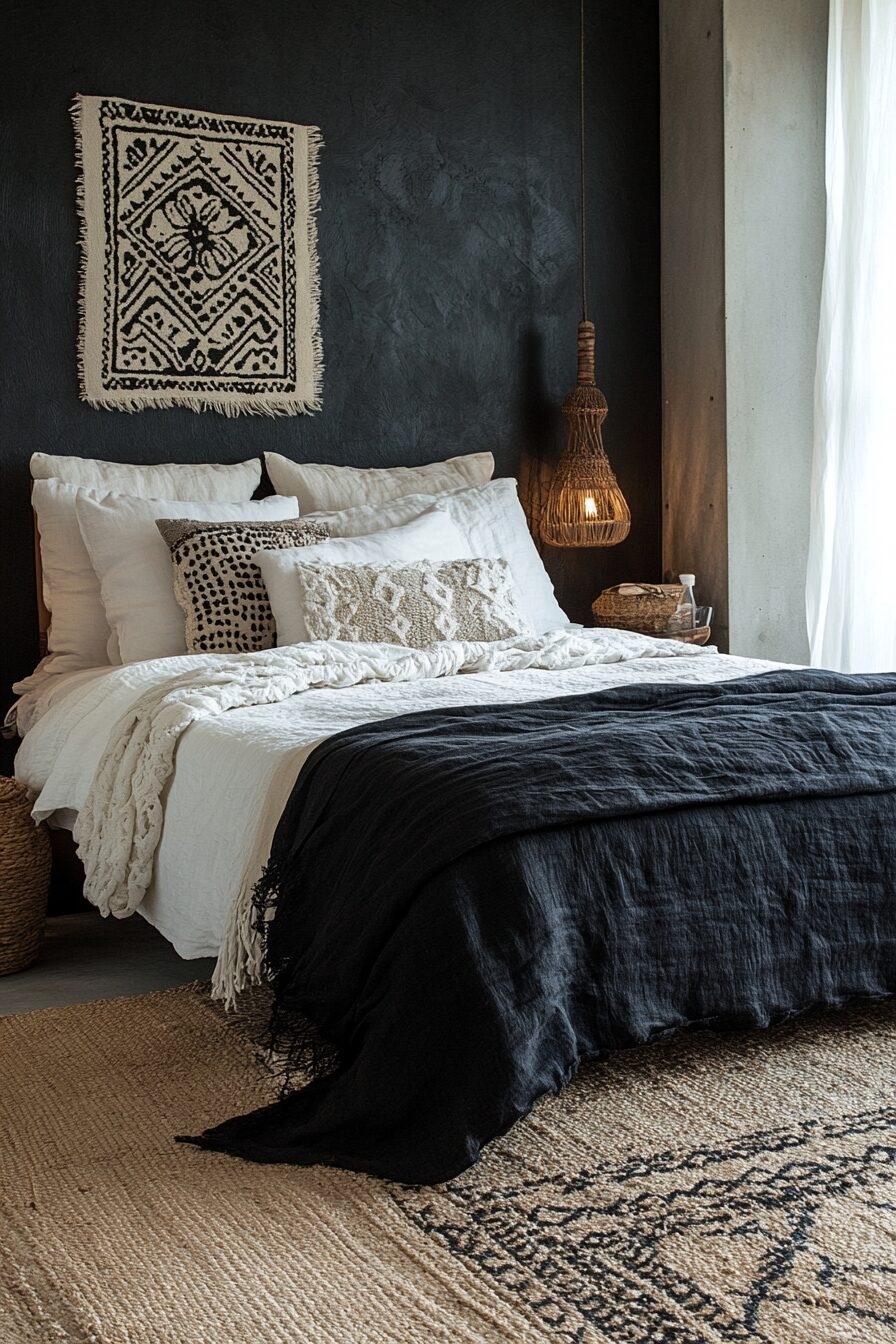 29 Monochrome Boho Bedroom Ideas for a Bold and Beautiful Bedroom Makeover 23 Monochrome Boho Bedroom