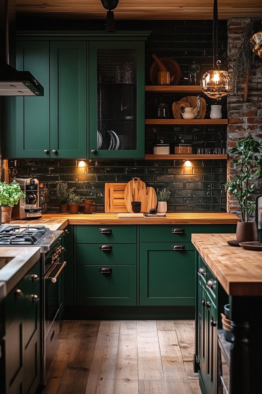 29 Dark Green Kitchen Cabinets to Bring Color and Character to Your Cooking Space 23 dark green kitchen cabinets