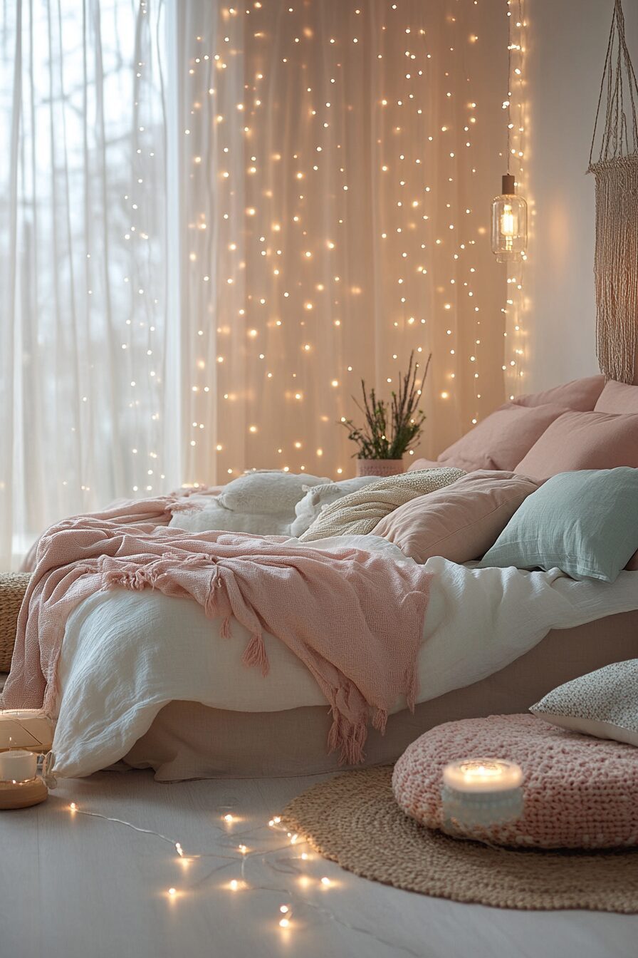 29 Boho Fairy Lights Bedroom Ideas to Create a Beautiful, Ethereal Bedroom 24 boho fairy lights bedroom ideas