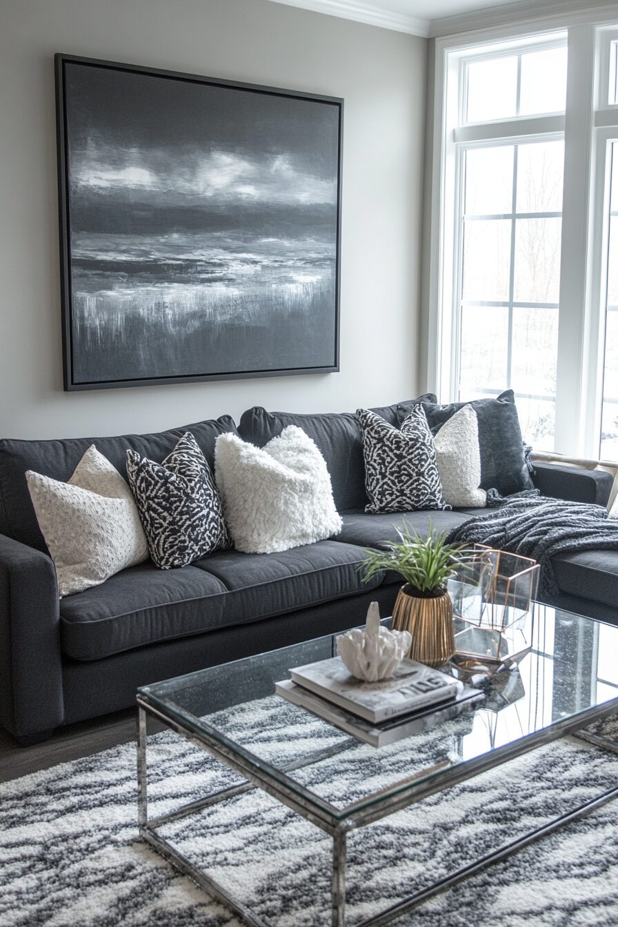 29 Dark Grey Sofa Living Room Ideas to Infuse Your Home with Modern Elegance 26 Dark grey sofa living room