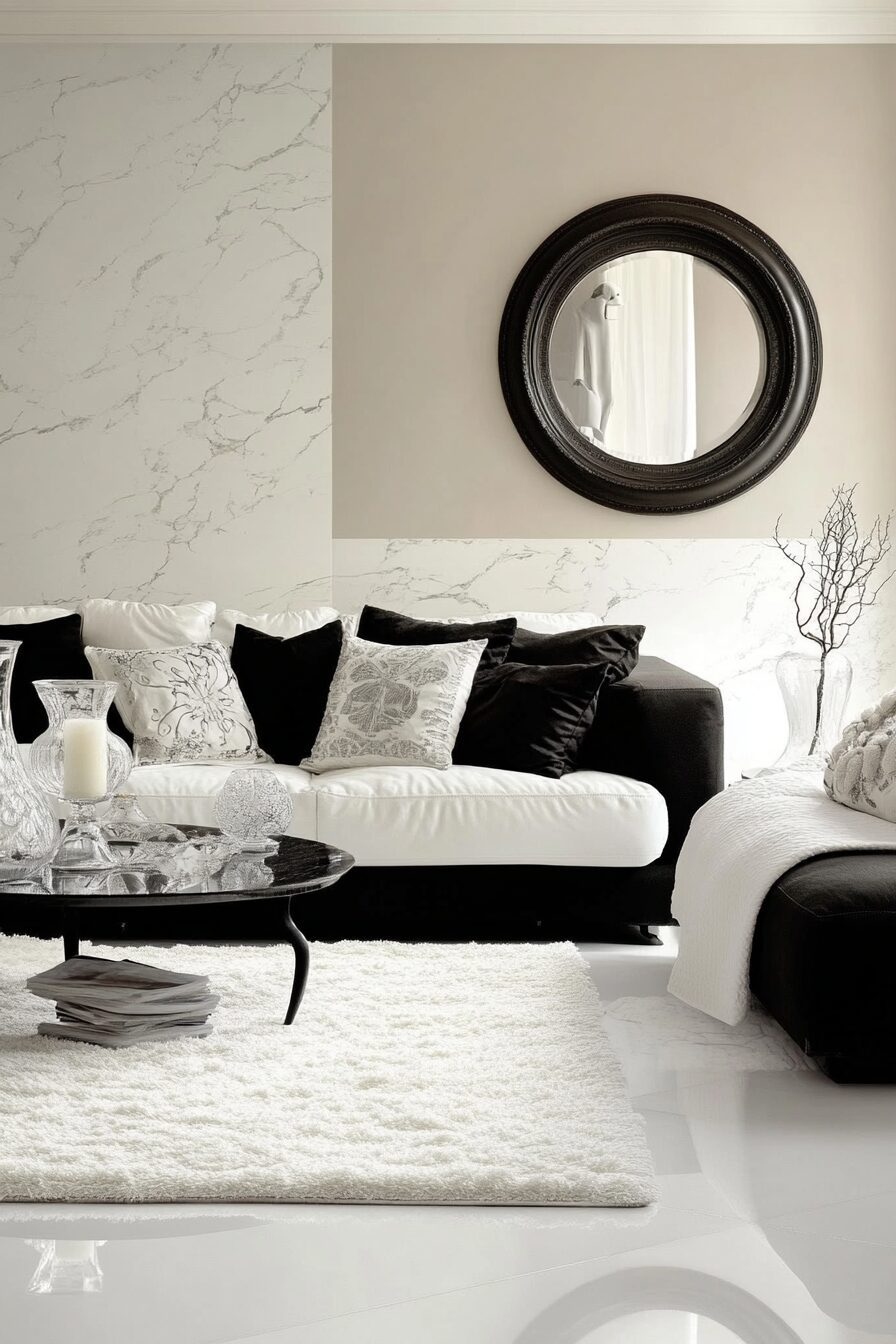 29 Black and White Living Room Ideas for Perfecting Your Living Room Aesthetic 27 Black and white living room