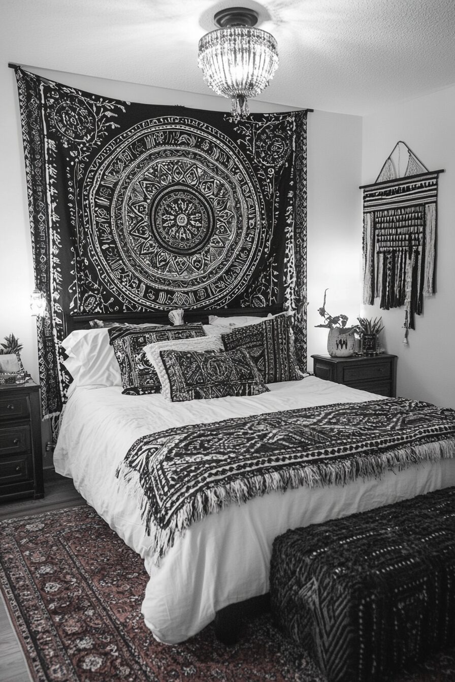 29 Monochrome Boho Bedroom Ideas for a Bold and Beautiful Bedroom Makeover 27 Monochrome Boho Bedroom