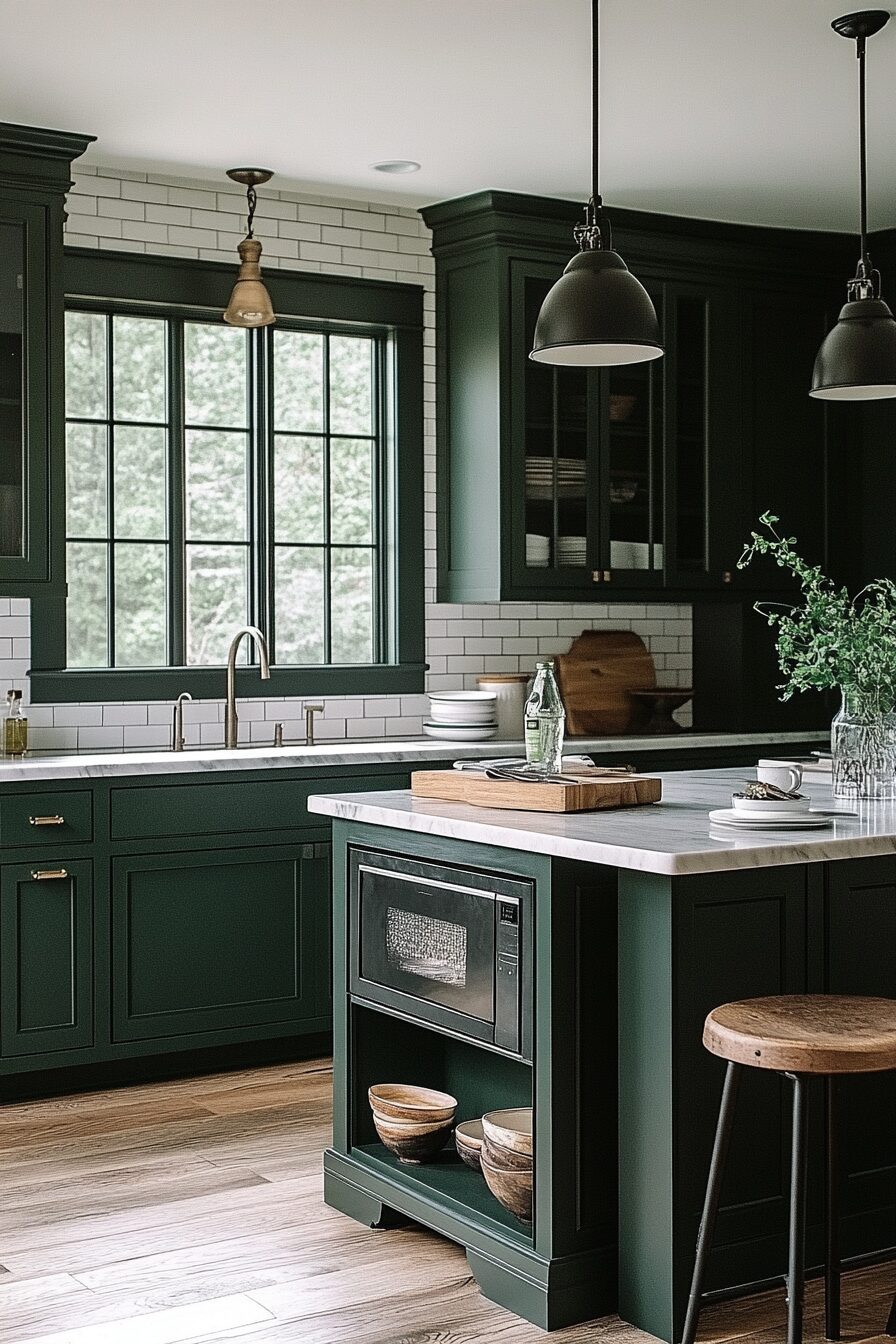 29 Dark Green Kitchen Cabinets to Bring Color and Character to Your Cooking Space 28 dark green kitchen cabinets