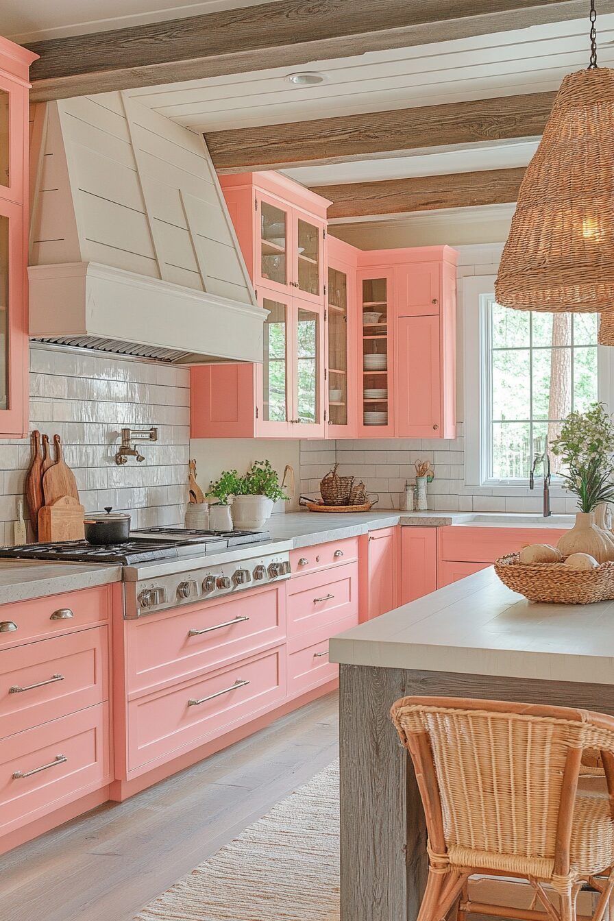 19 Pink Kitchen Cabinets for a Beautifully Unique and Cozy Kitchen Design 3 pink kitchen cabinets