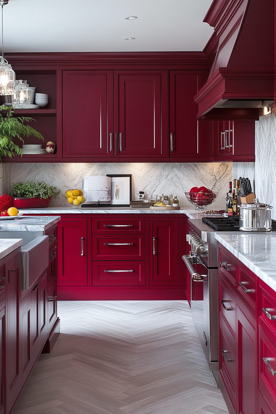19 Red Kitchen Cabinets to Create a Bold and Beautiful Centerpiece in Your Home 3 red kitchen cabinets