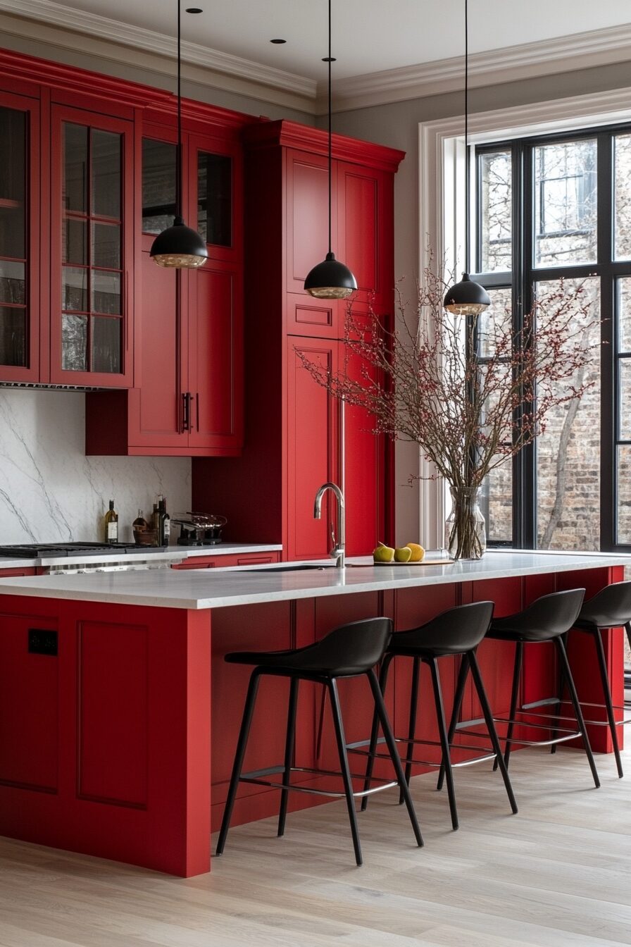 19 Red Kitchen Cabinets to Create a Bold and Beautiful Centerpiece in Your Home 4 red kitchen cabinets