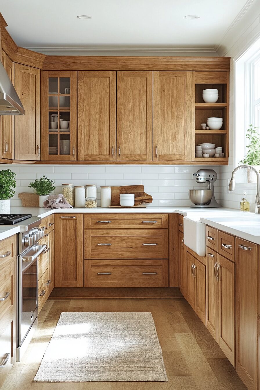 19 Oak Kitchen Cabinets to Add Character and Texture to Your Kitchen 4 oak kitchen cabinets
