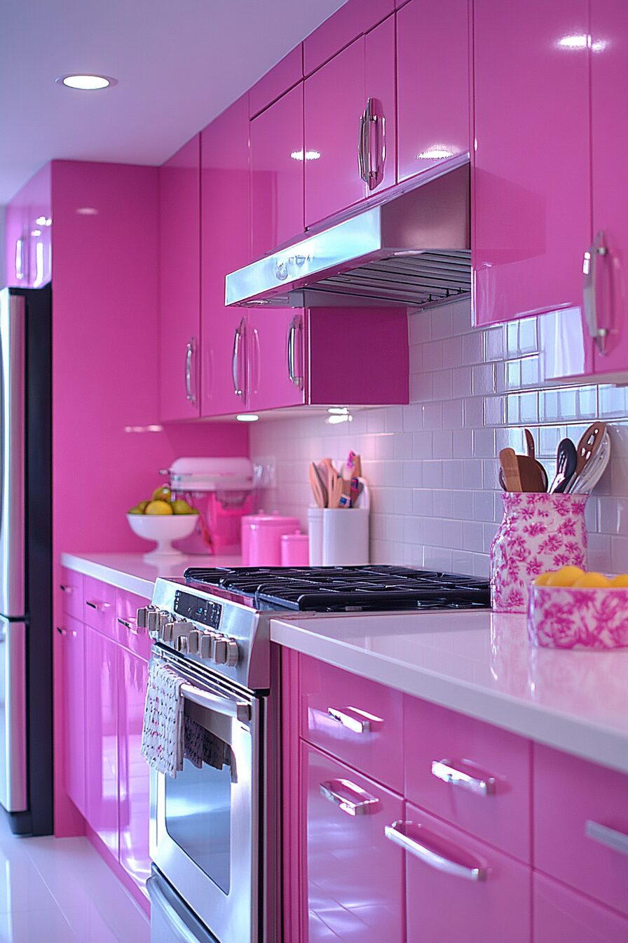 19 Pink Kitchen Cabinets for a Beautifully Unique and Cozy Kitchen Design 4 pink kitchen cabinets