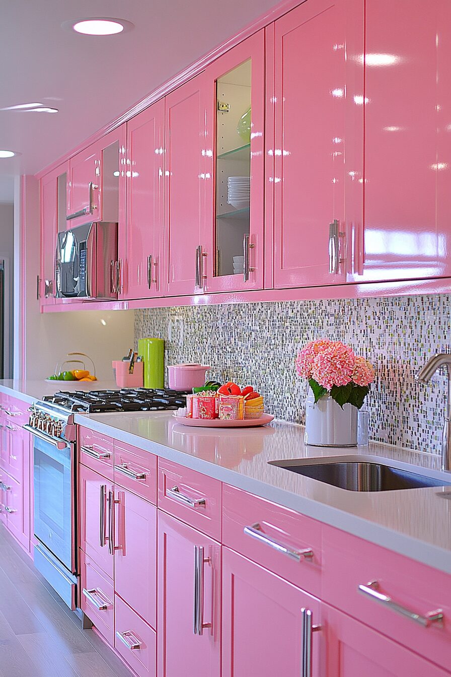 19 Pink Kitchen Cabinets for a Beautifully Unique and Cozy Kitchen Design 6 pink kitchen cabinets