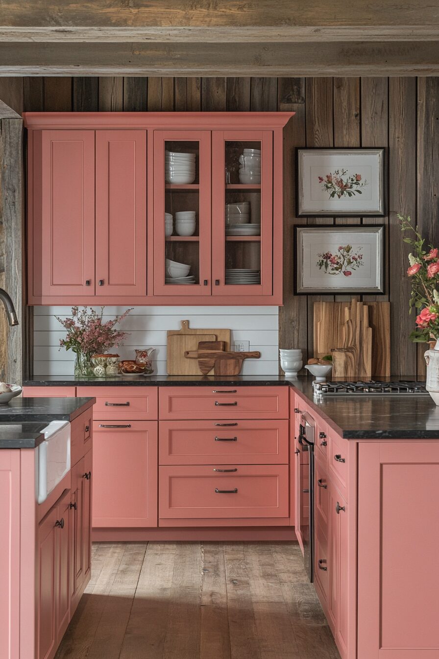 19 Pink Kitchen Cabinets for a Beautifully Unique and Cozy Kitchen Design 7 pink kitchen cabinets