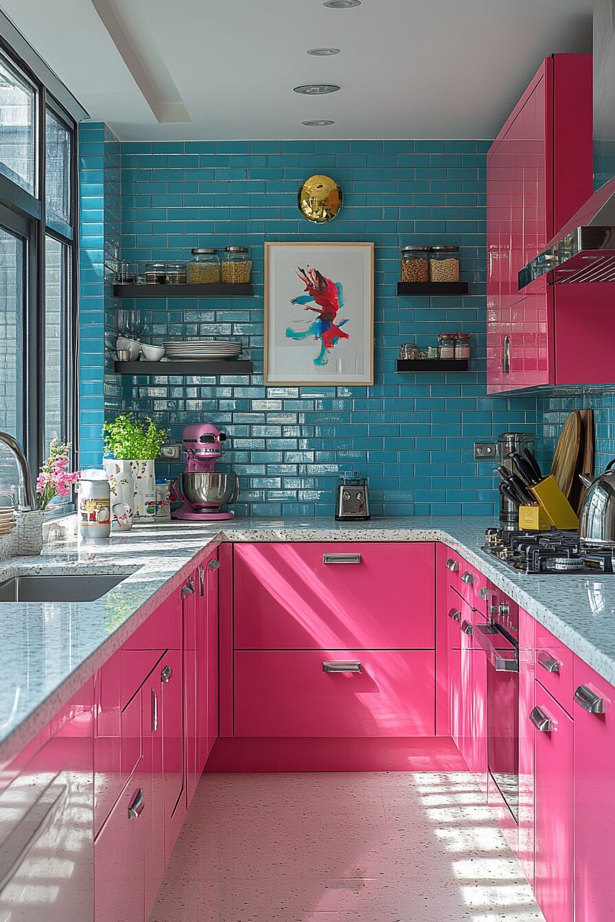 19 Pink Kitchen Cabinets for a Beautifully Unique and Cozy Kitchen Design 8 pink kitchen cabinets
