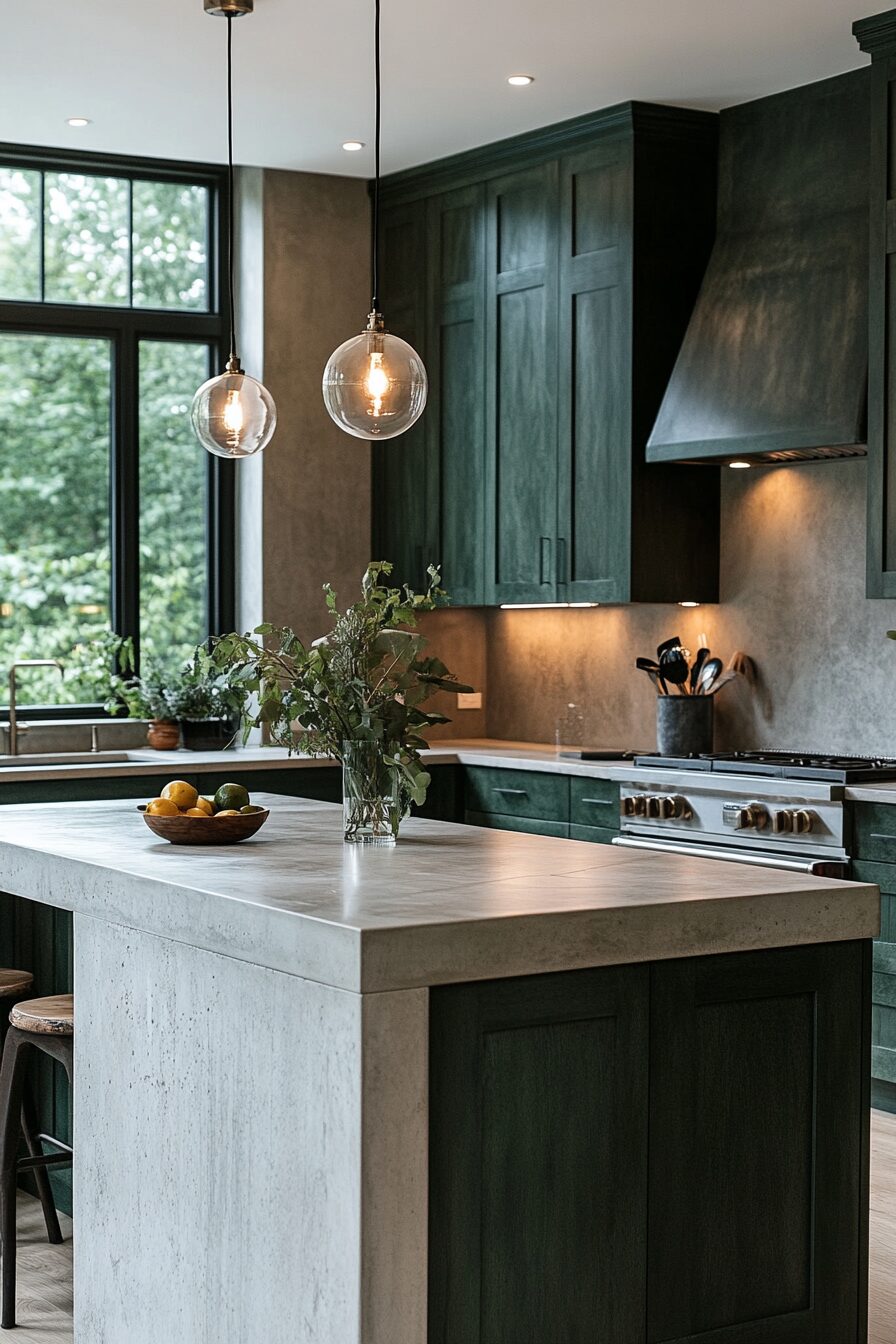 29 Dark Green Kitchen Cabinets to Bring Color and Character to Your Cooking Space 8 dark green kitchen cabinets