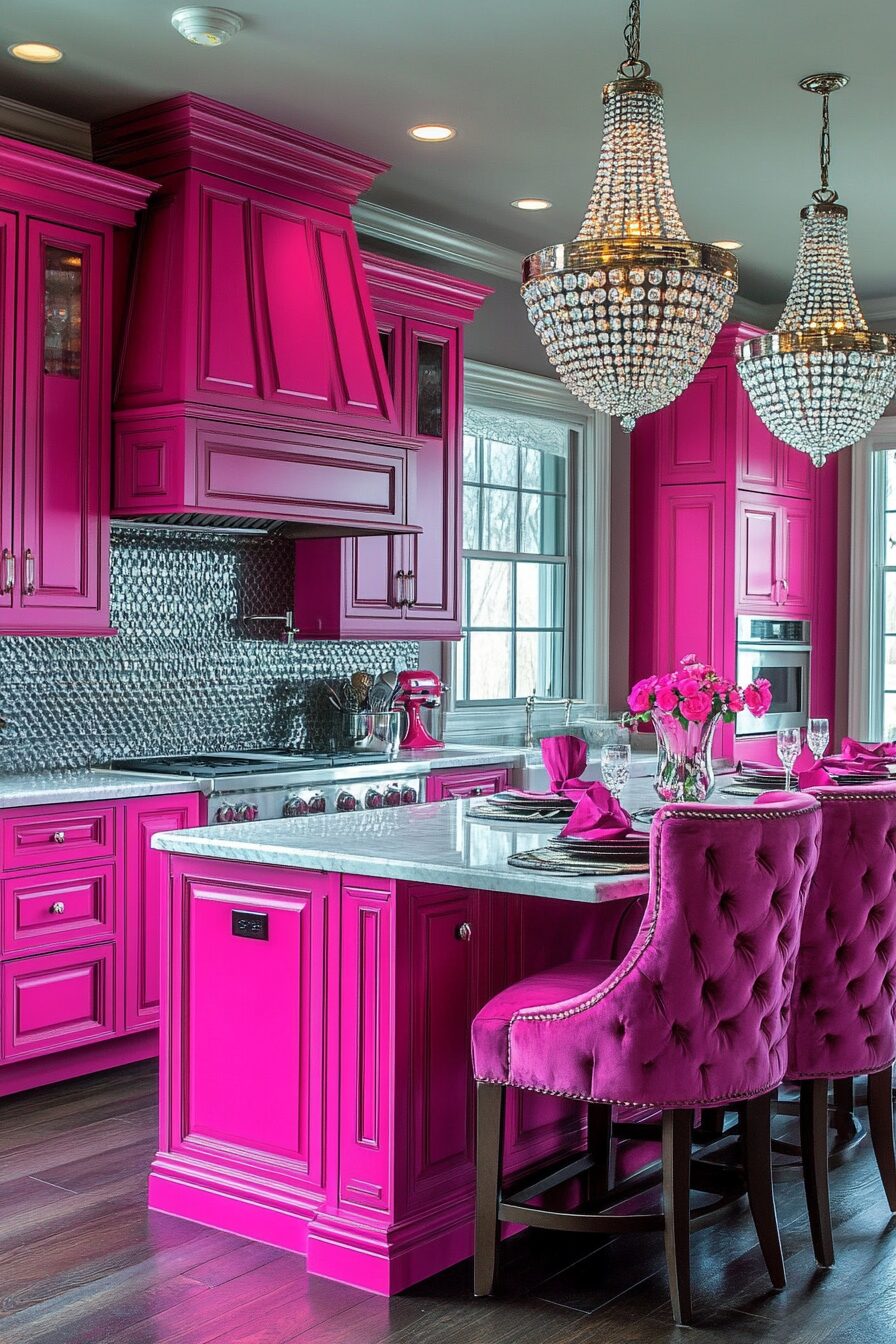 19 Pink Kitchen Cabinets for a Beautifully Unique and Cozy Kitchen Design 9 pink kitchen cabinets