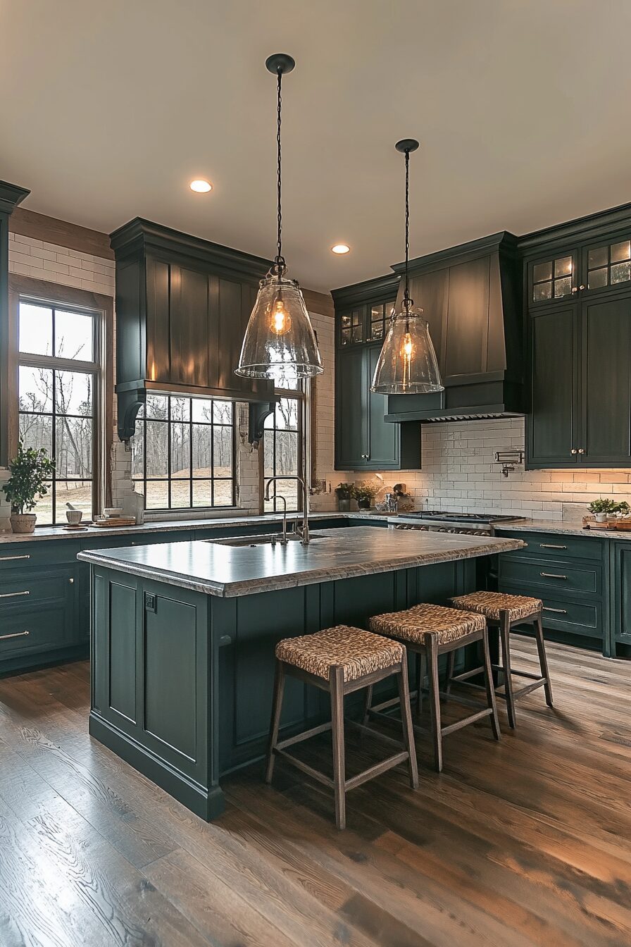 29 Dark Green Kitchen Cabinets to Bring Color and Character to Your Cooking Space 9 dark green kitchen cabinets