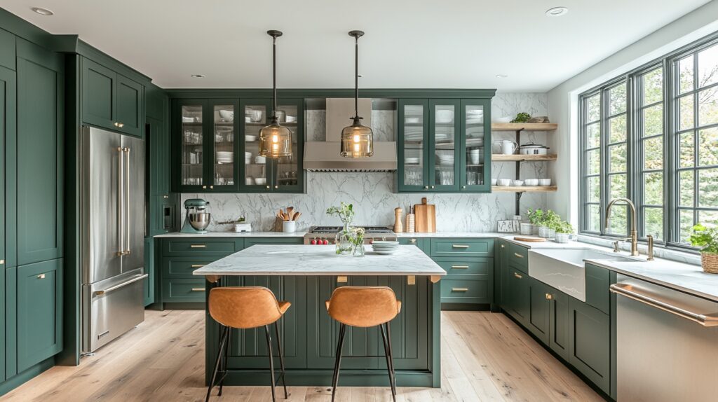 29 Dark Green Kitchen Cabinets to Bring Color and Character to Your Cooking Space 5 dark green kitchen cabinets