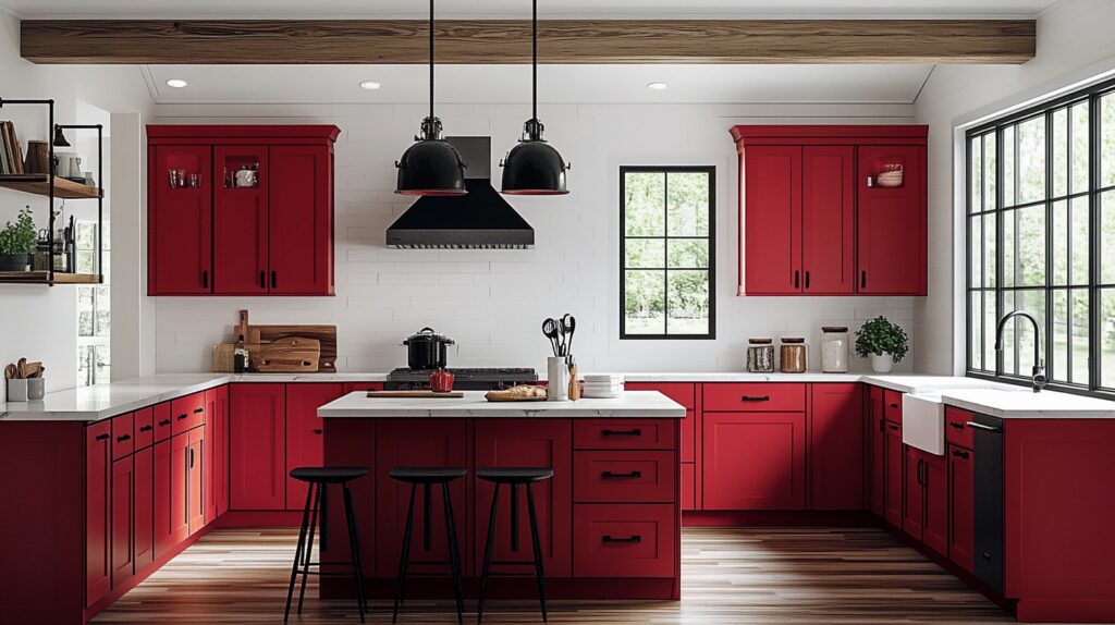 19 Red Kitchen Cabinets to Create a Bold and Beautiful Centerpiece in Your Home 10 red kitchen cabinets