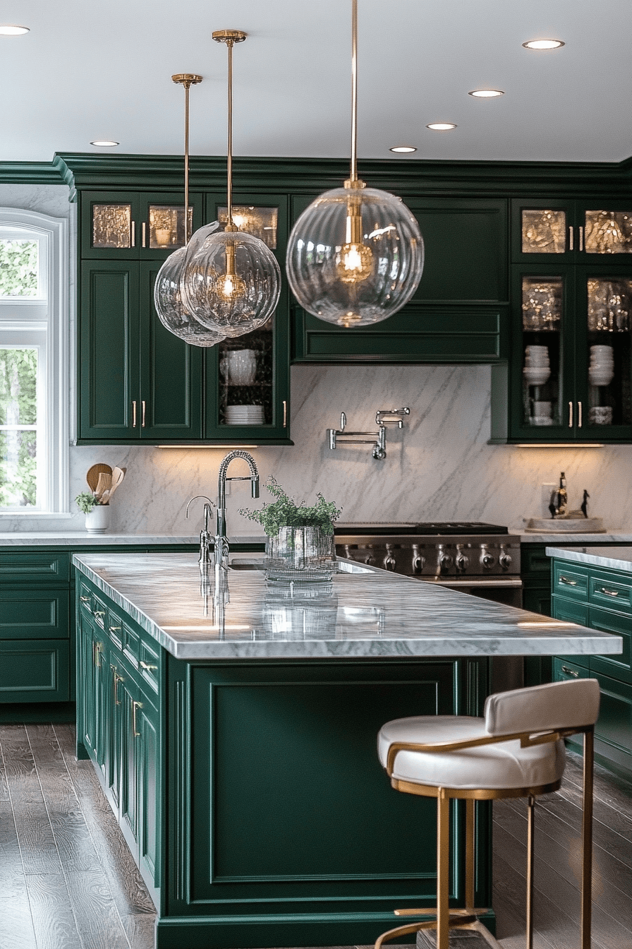 dark green kitchen cabinets