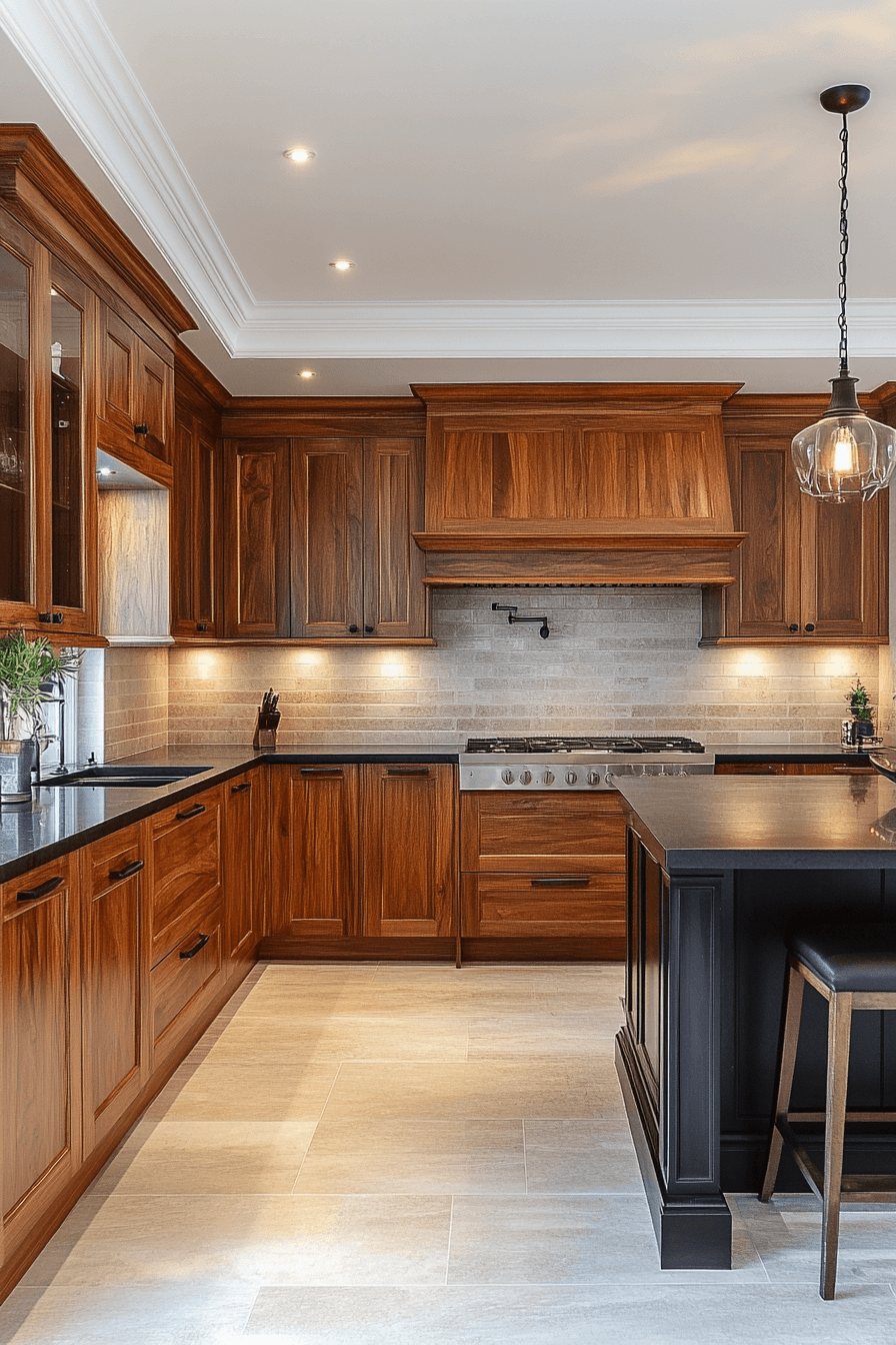 29 Dark Wood Kitchen Cabinets Designs to Make Your Kitchen Stand Out 10 dark wood kitchen cabinets