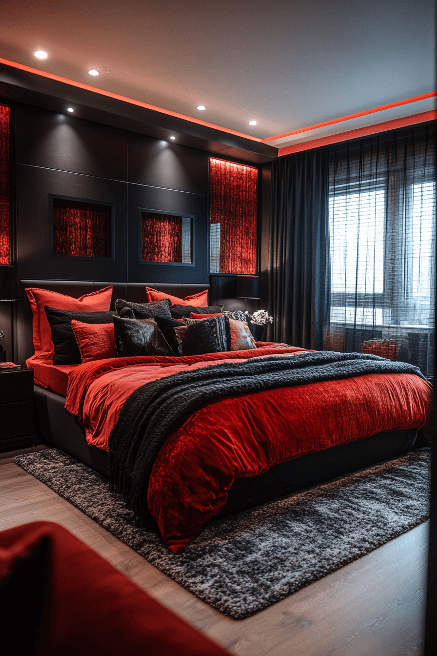 29 Red and Black Bedroom Ideas for a Perfect Blend of Sophistication and Comfort 11 Red and black bedroom ideas