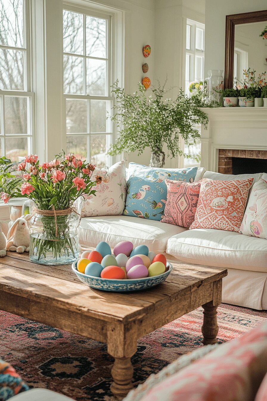 29 Easter Living Room Decor Ideas for a Colorful and Creative Vibe 11 easter living room decor