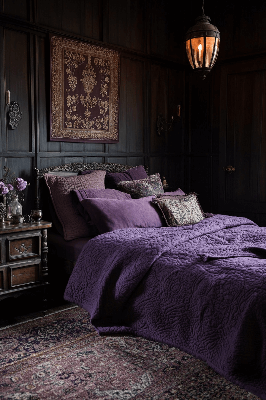 29 Purple Earthy Bedroom Ideas to Blend Rich Tones with Natural Comfort 11 Purple Earthy Bedroom