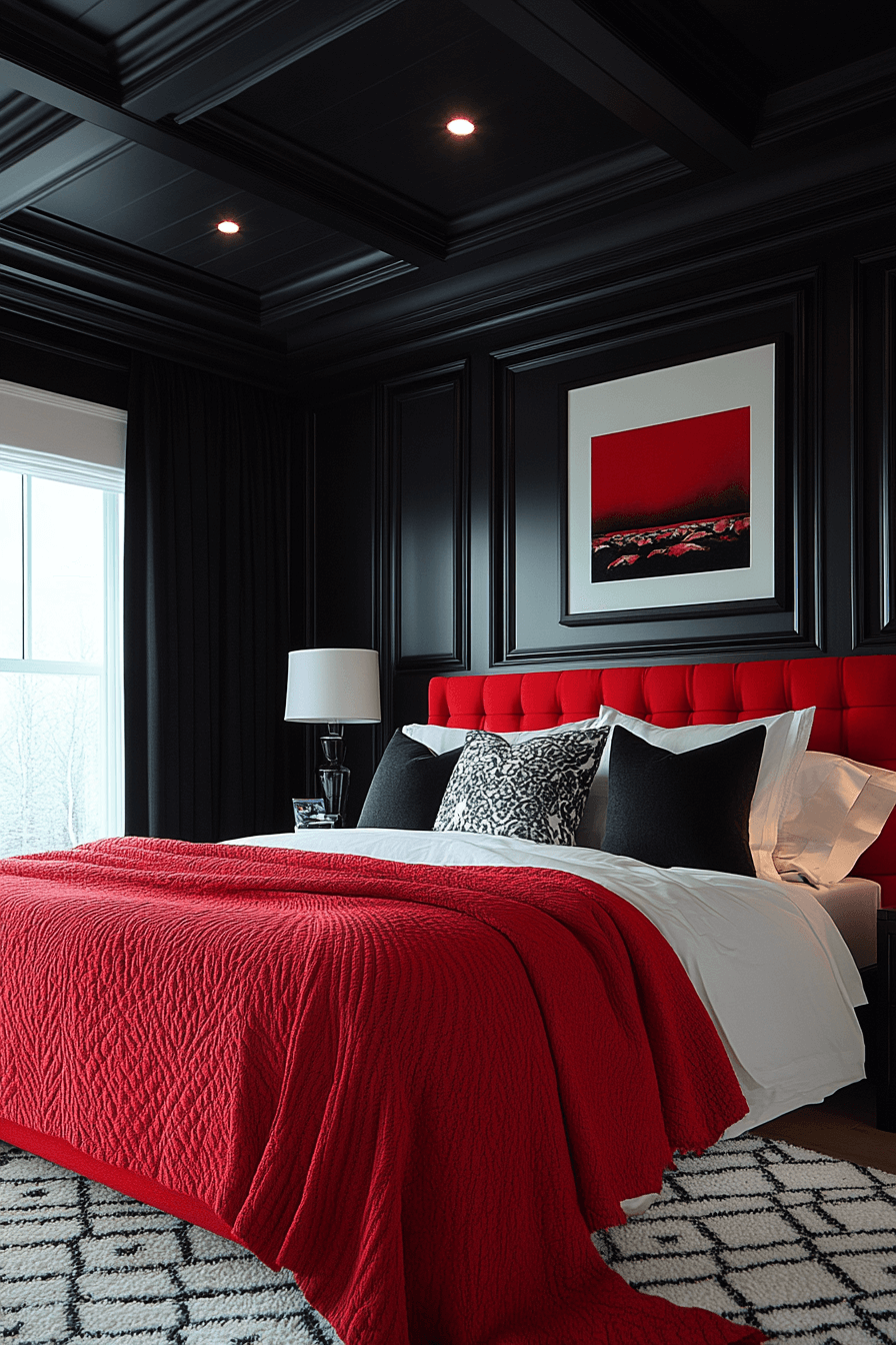 29 Red and Black Bedroom Ideas for a Perfect Blend of Sophistication and Comfort 12 Red and black bedroom ideas