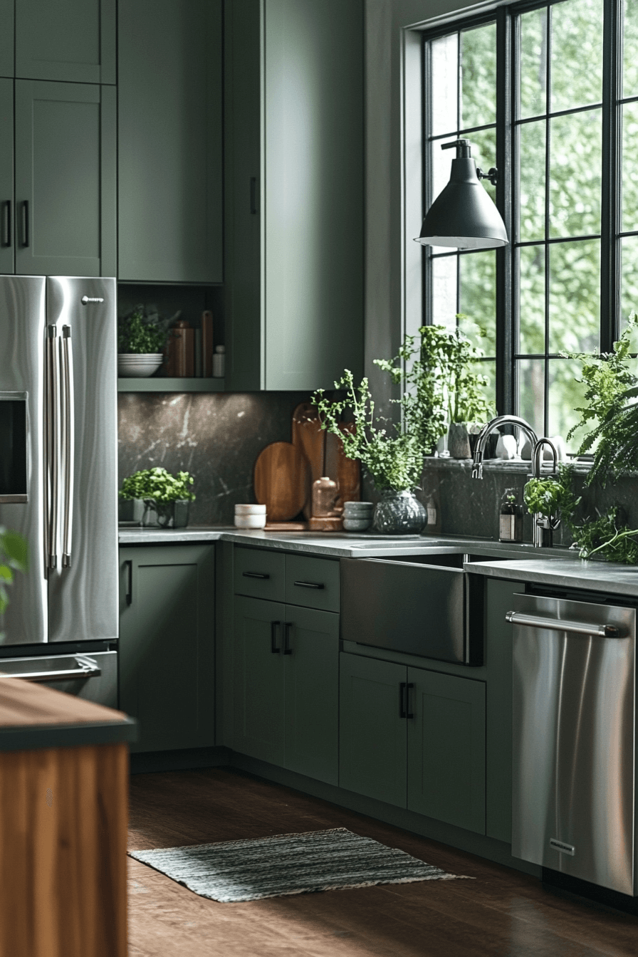 29 Dark Green Kitchen Cabinets Designs to Infuse Rich Color and Comfort 14 dark green kitchen cabinets