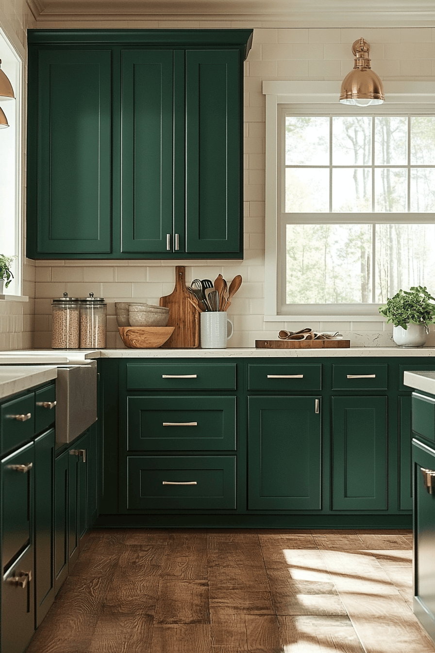 29 Dark Green Kitchen Cabinets Designs to Infuse Rich Color and Comfort 15 dark green kitchen cabinets