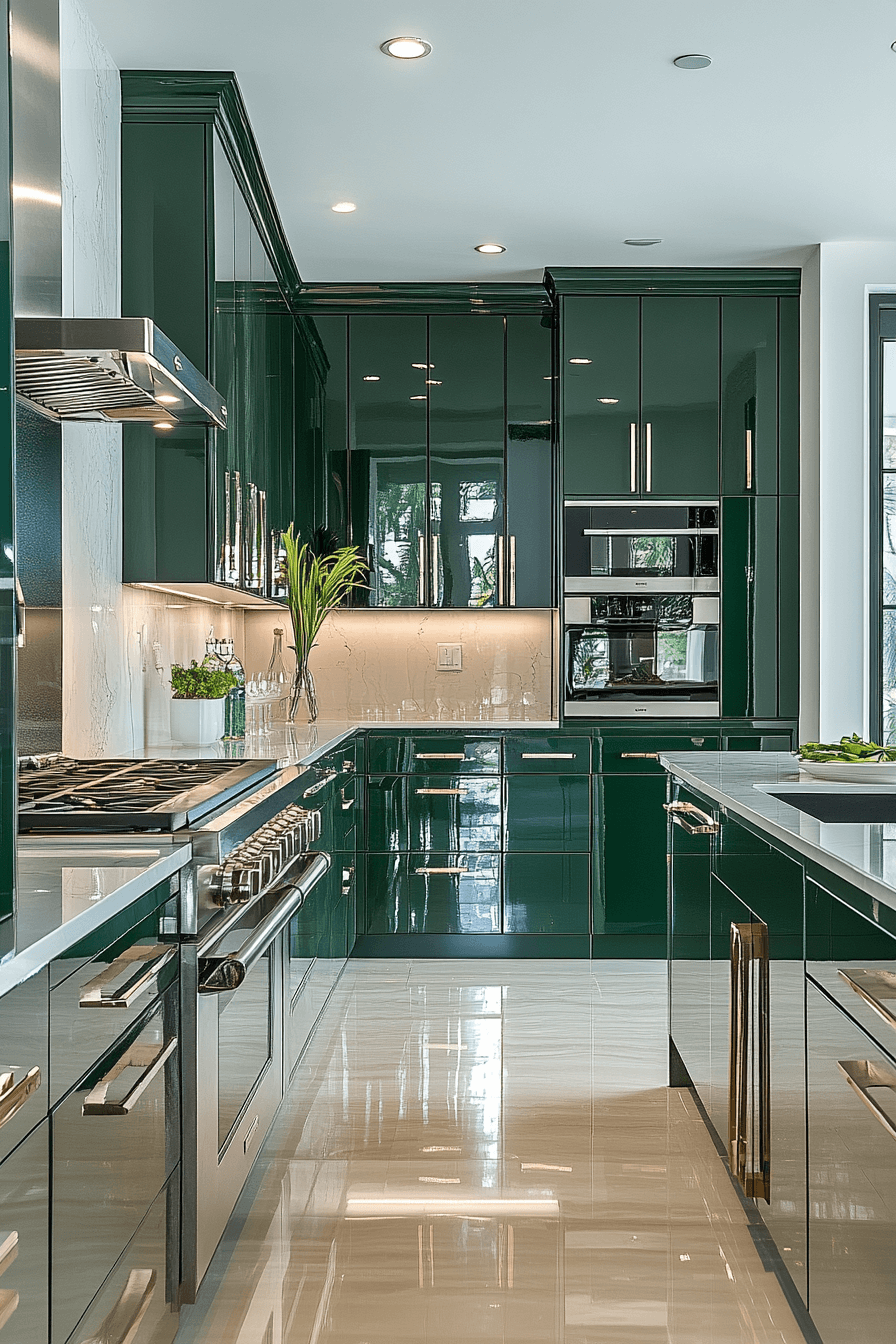 29 Dark Green Kitchen Cabinets Designs to Infuse Rich Color and Comfort 17 dark green kitchen cabinets