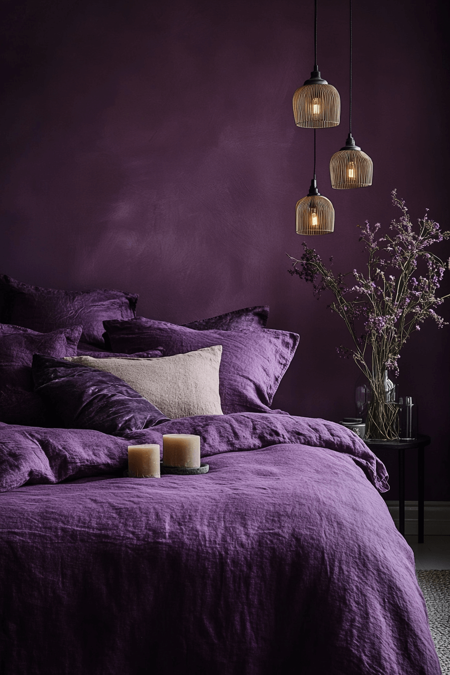 29 Purple Earthy Bedroom Ideas to Blend Rich Tones with Natural Comfort 17 Purple Earthy Bedroom