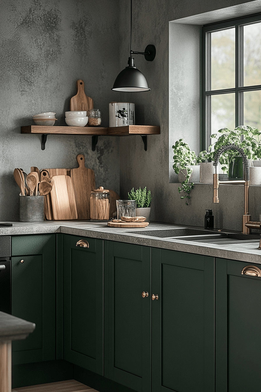 29 Dark Green Kitchen Cabinets Designs to Infuse Rich Color and Comfort 18 dark green kitchen cabinets