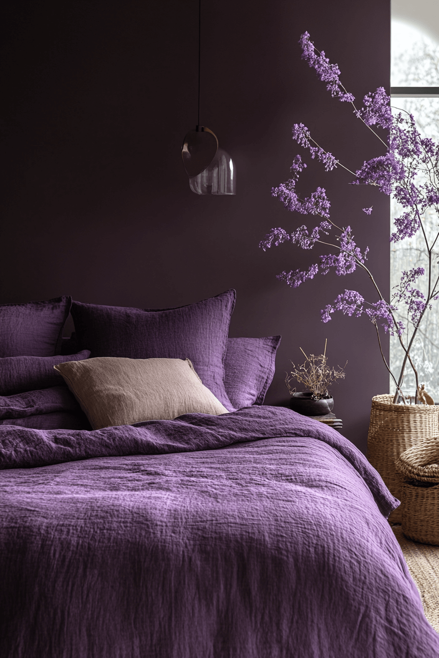 29 Purple Earthy Bedroom Ideas to Blend Rich Tones with Natural Comfort 2 Purple Earthy Bedroom