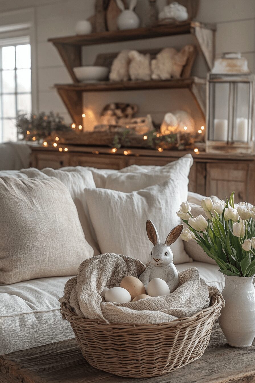 29 Easter Living Room Decor Ideas for a Colorful and Creative Vibe 2 easter living room decor