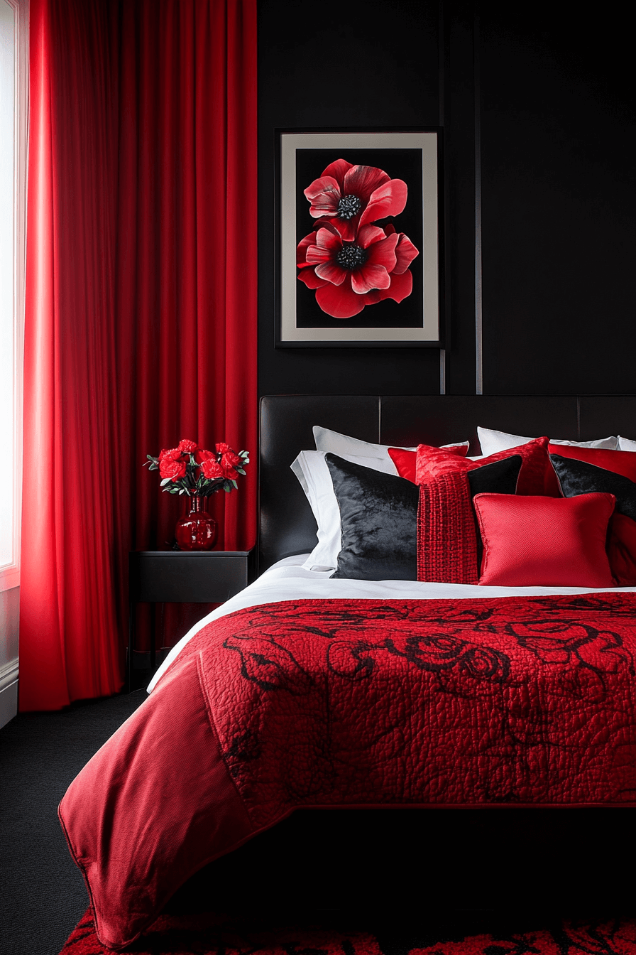 29 Red and Black Bedroom Ideas for a Perfect Blend of Sophistication and Comfort 2 Red and black bedroom ideas